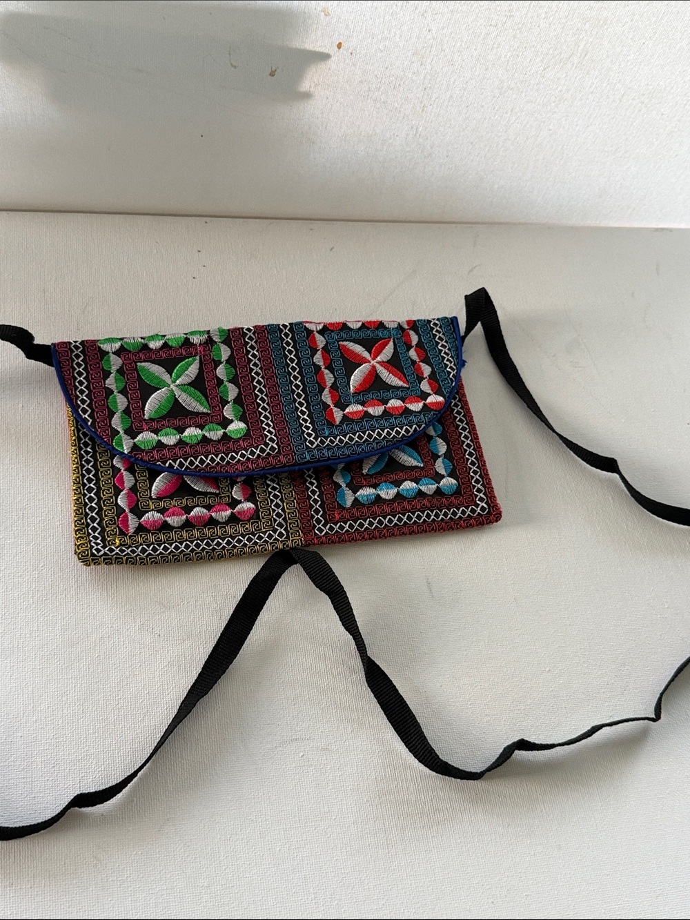 Embroidered Multicolor Patchwork Crossbody Bag - Boho Style